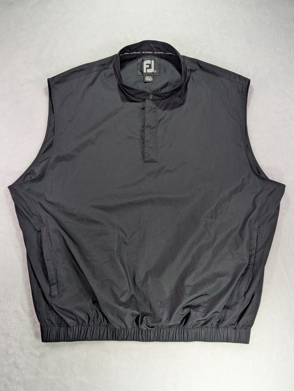 FootJoy Men's XL Golf Windshirt Vest Black 1/4 Snap Mock Neck